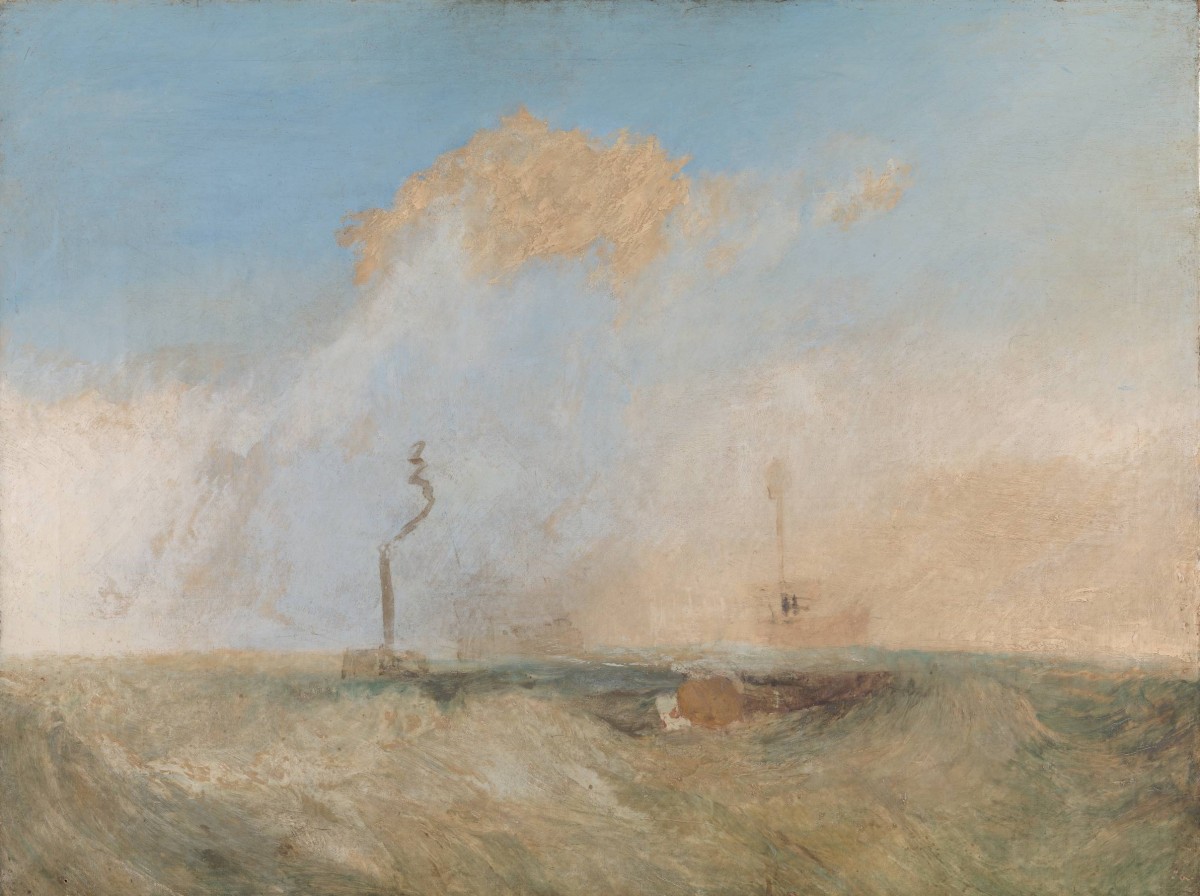 Steamer and Lightship; a study for ‘The Fighting Temeraire’, about 1838-9. Oil paint on canvas, 91.4 x 119.7, Tate_ Accepted by the nation as part of the Turner Bequest. Photo: Tate